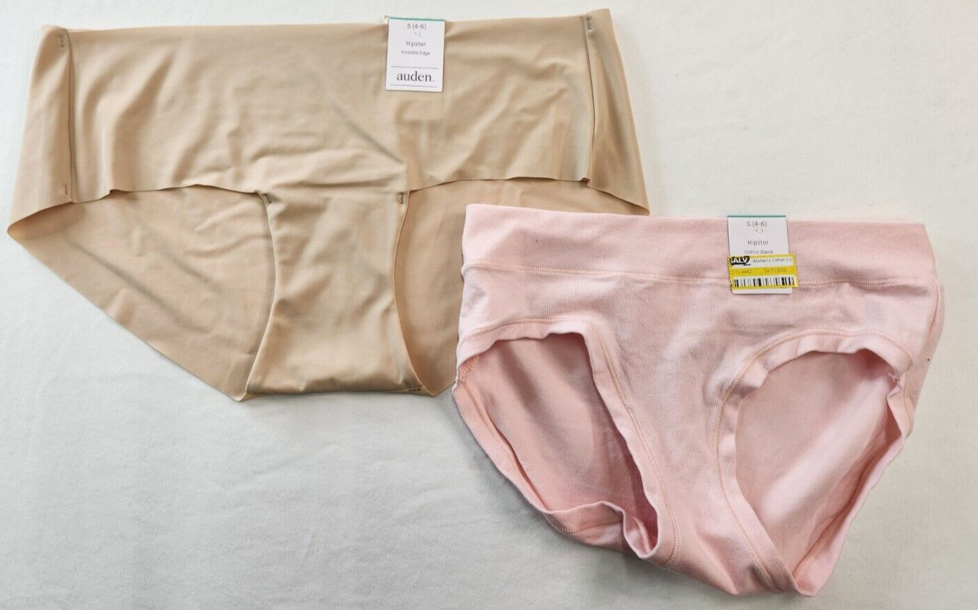 Auden Womens Lot of 2 Hipster Panties Size S 4-6 Invisible Edge & Cotton Blend