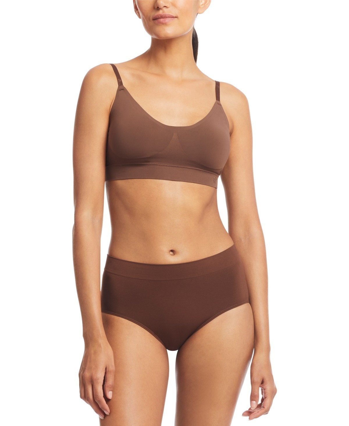 Lauren Ralph Lauren Seamless Jersey High-Rise Brief Nylon Underwear Brown Size S