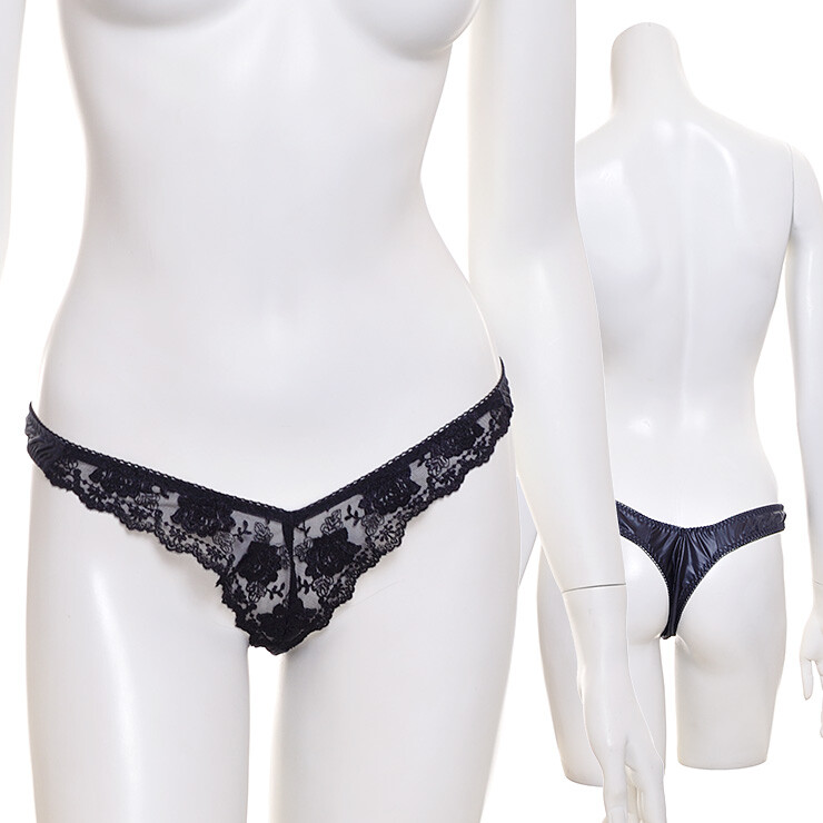 front, Sexy V-Shaped Cut Lace Low-rise Thong Panties Smooth made in Japan L651