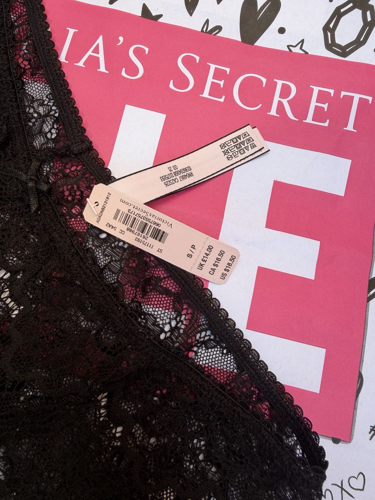 Victoria’s secret panties String , S Size, Black Color