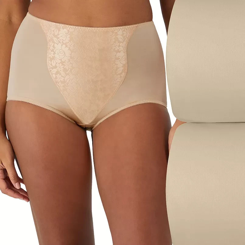 BALI 2-Pairs SHAPING brief Firm Control panties nylon womens beige Plus 3XL $40