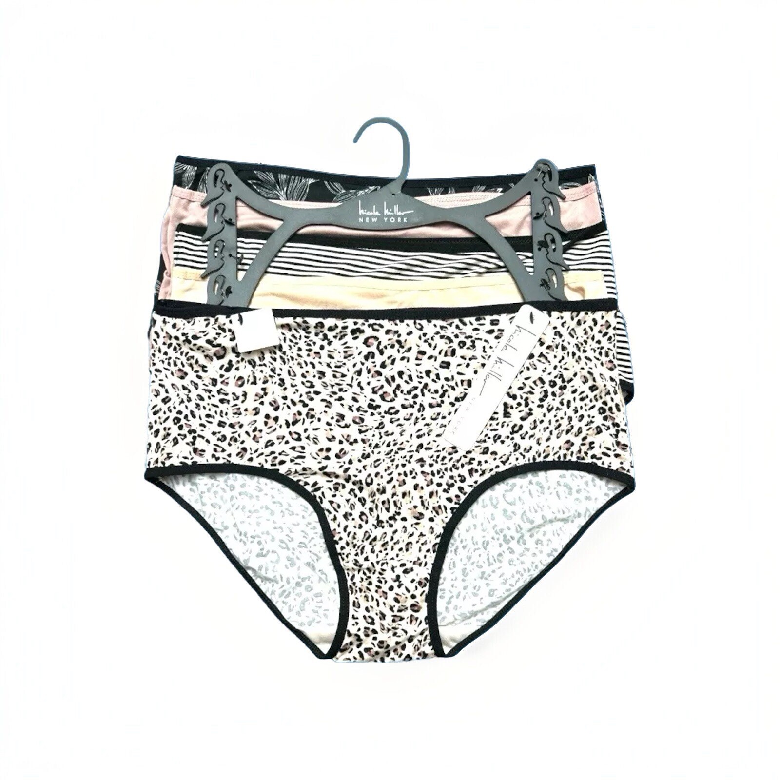 NICOLE MILLER~5 Pack FIT PANTIES~NO SHOW MID-RISE MULTICOLOR~ALL SIZES~GREAT FIT