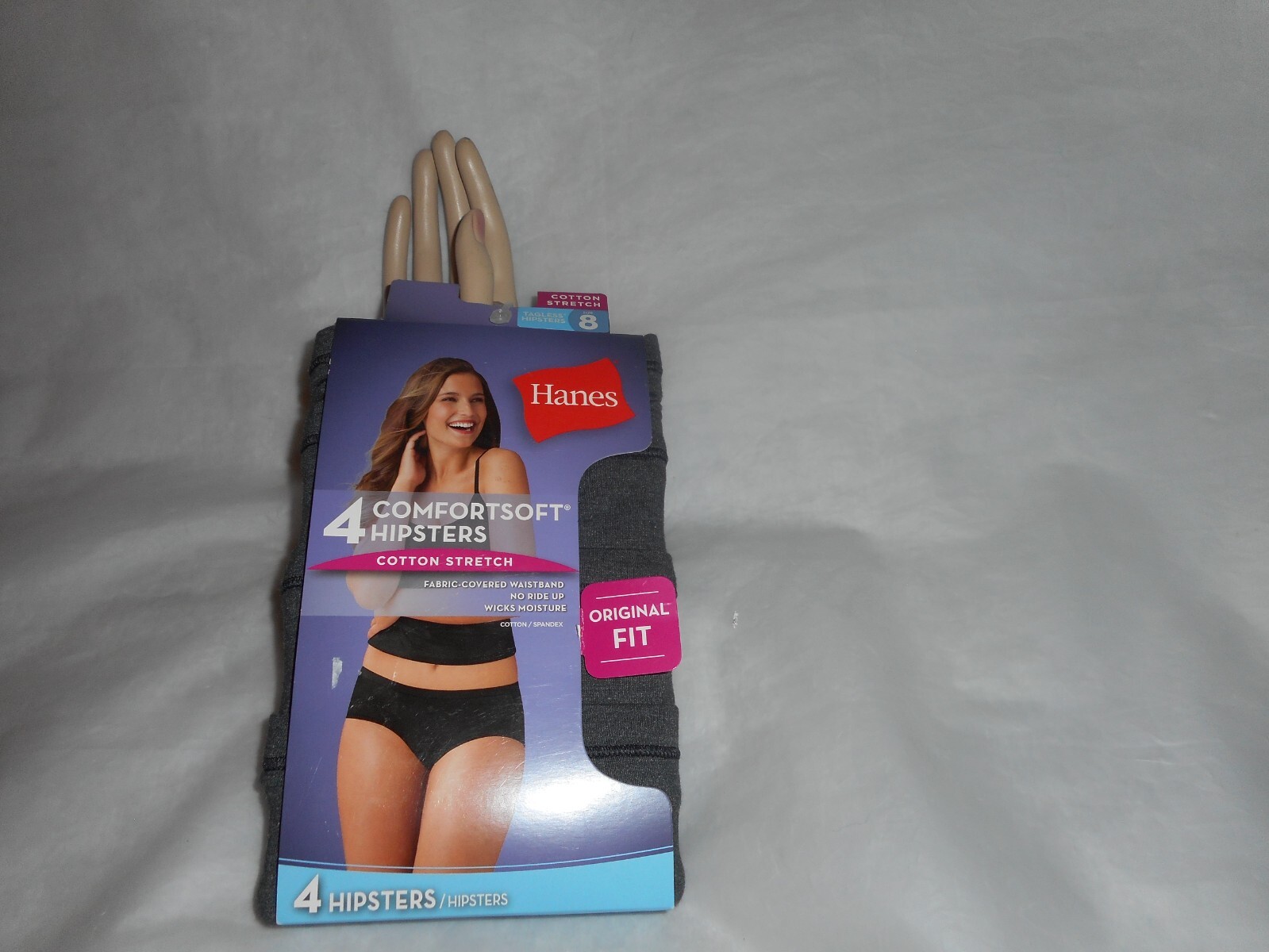 Hanes 4 Pack Comfortsoft Black Hipster Cotton Stretch Panty Size8/ XtraLarge