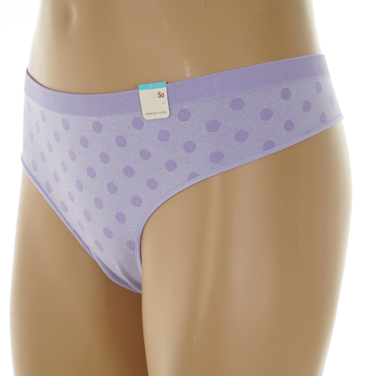 SO INTIMATES Junior’s Size 11-13 LARGE Lavender POLKA DOT Seamless THONG Panties