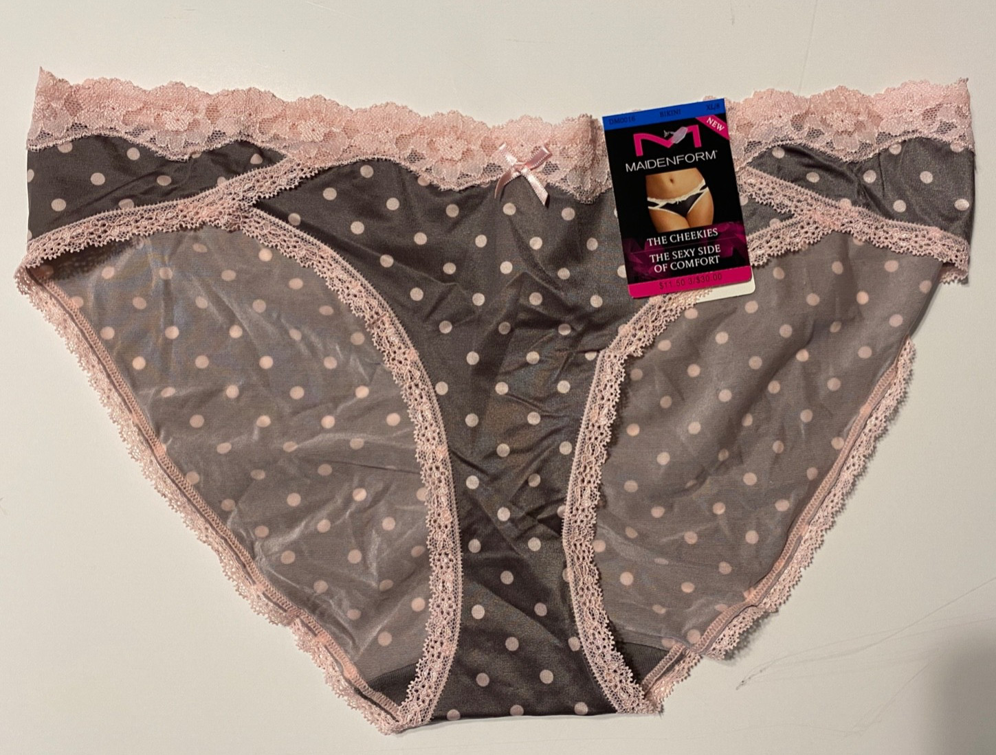 Maidenform PANTIES 3 pairs CHEEKIES Polka Dot Print Underwear Size 8 Ladies
