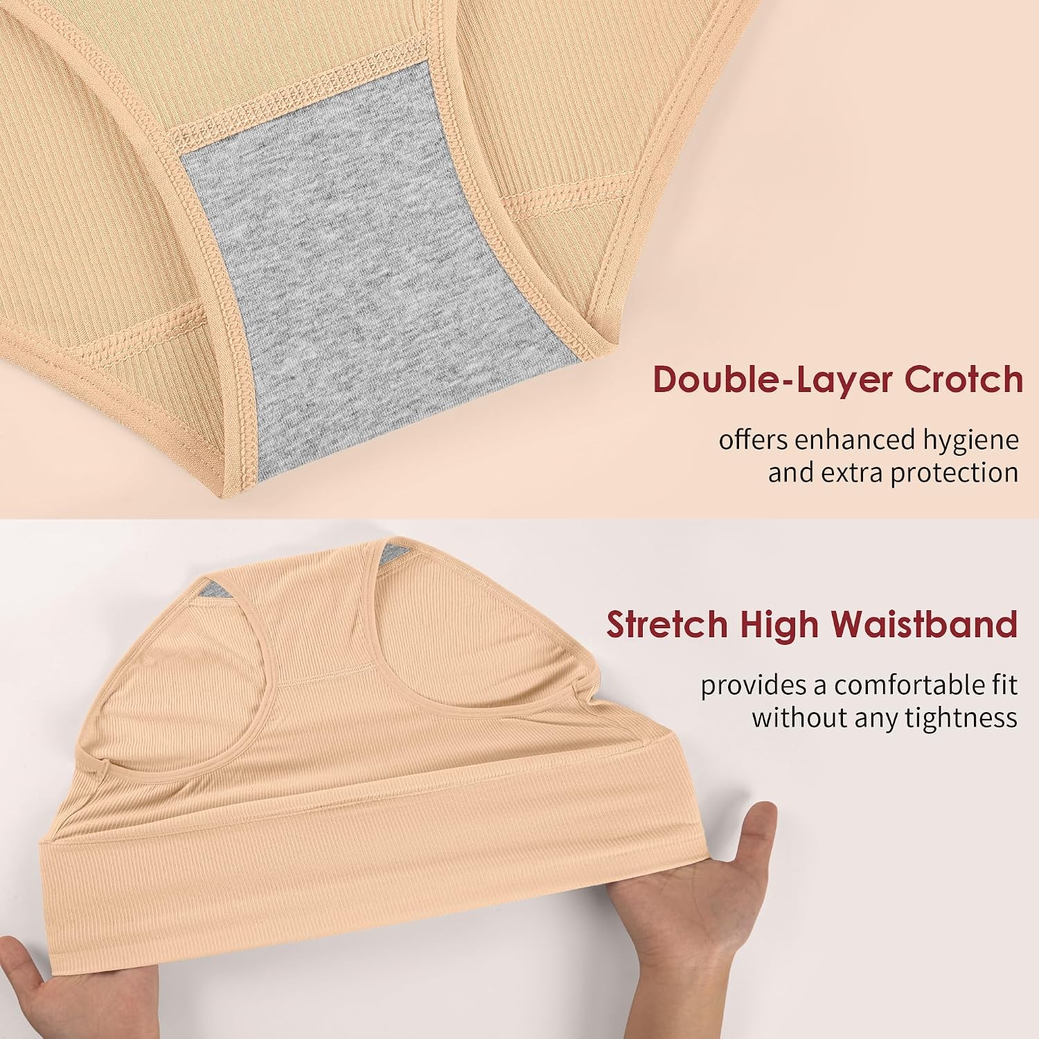 Womens Underwear Full Coverage Panties for Ladies Soft Breathable Cotton Briefs