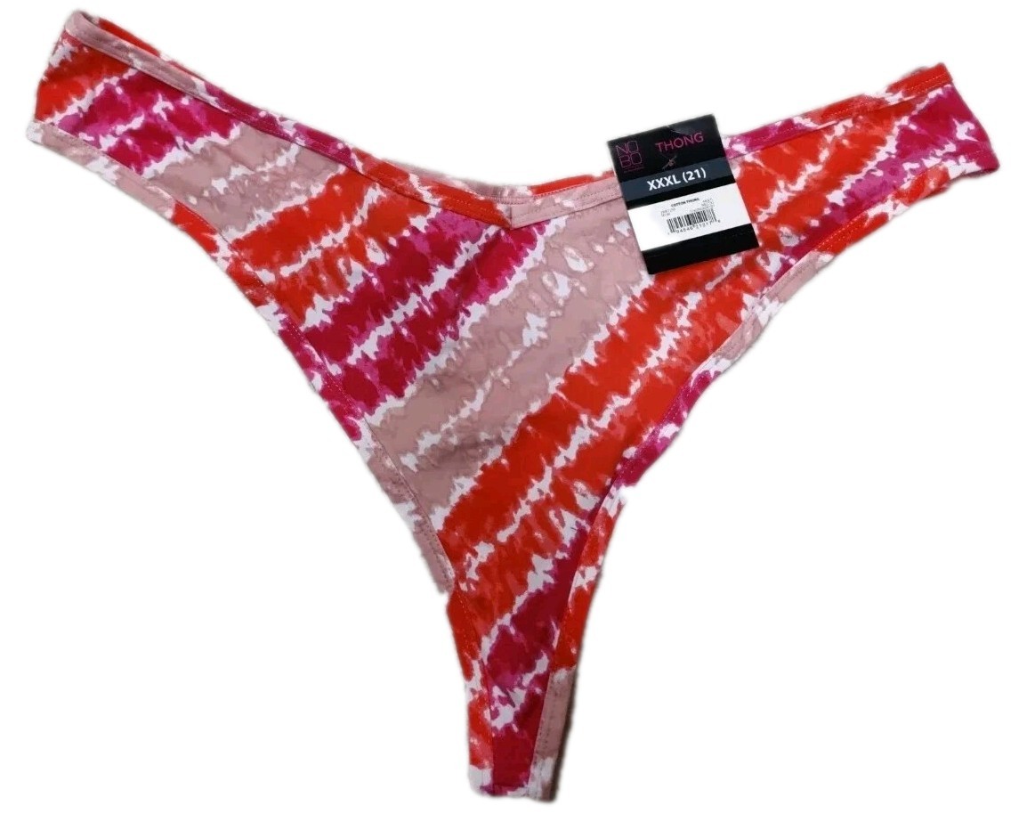 • NWT No Boundaries Cotton Blend Thong Panty Sz XXXL 21 Multicolor Tie Dye