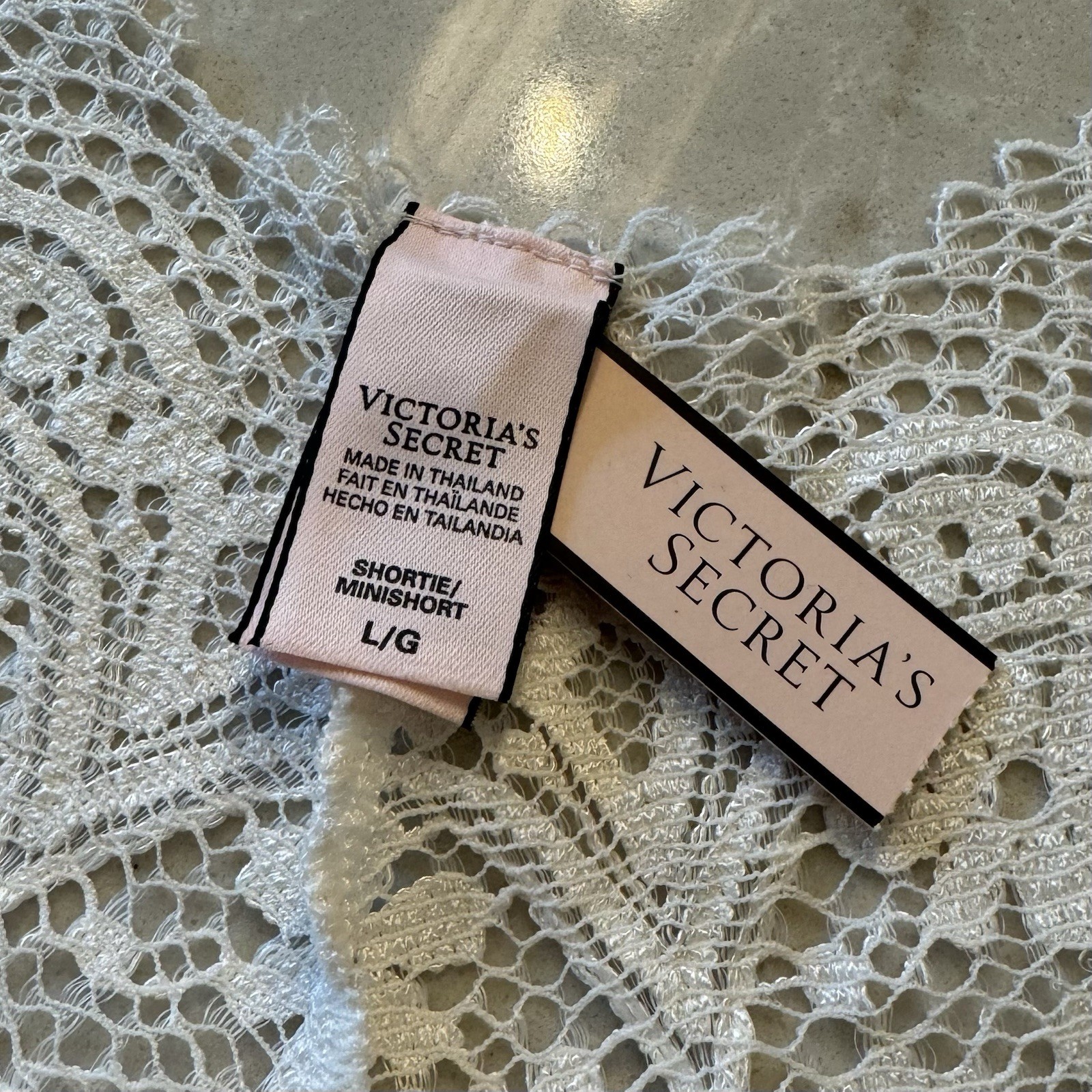 NEW! VS Victoria’s Secret PANTY ~LG ~ SHORTIE MINISHORT ~WHITE LACE ~BRIDAL~ NWT