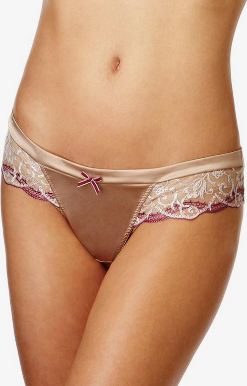 Masquerade Delphi Sepia Briefs 10 Satin & Lace Knickers Pants Underwear Nude