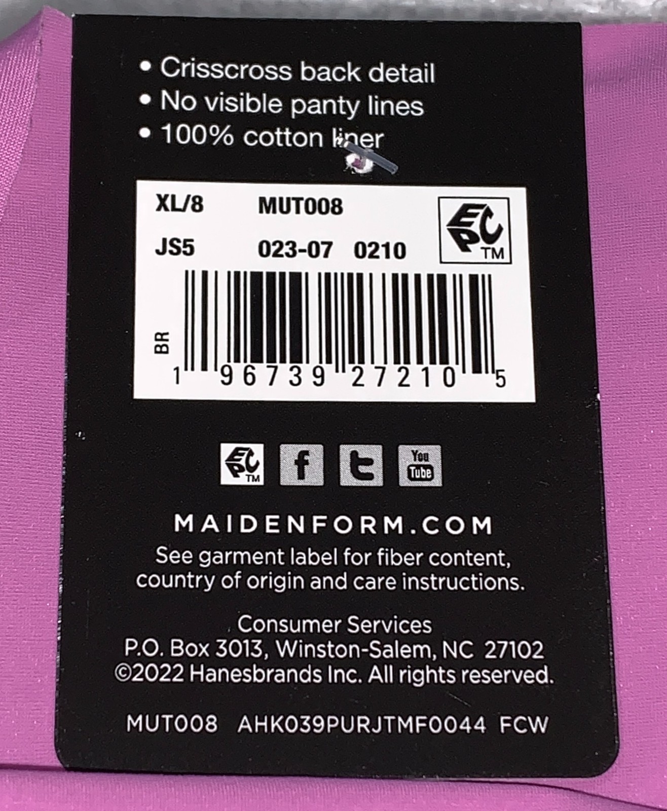 MAIDENFORM Basically Sexy M Free Cut Hipster Panty Womens Sz M 6 XL 8 2XL 9