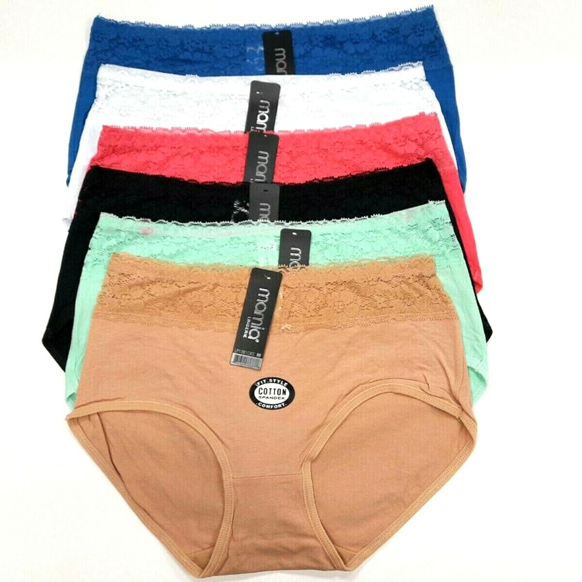 6 Pack M L Women’s Bikini Panties Brief Solid Lace Cotton Comfy Underwear