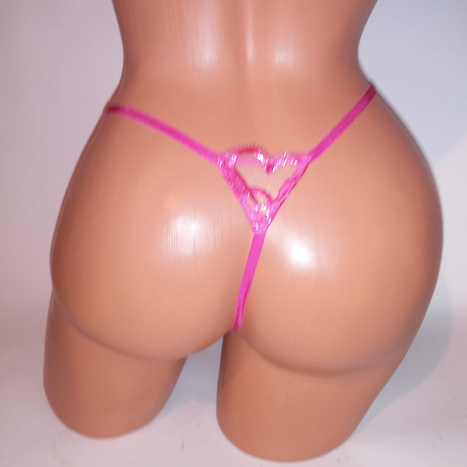 Victoria Secret Panty Thong V String Sheer Pink Hearts Embroidered Dream Angels