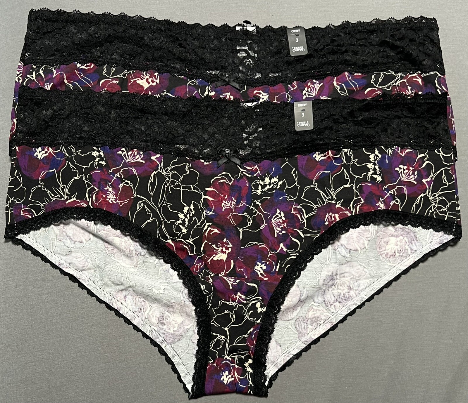 Torrid Cheeky Panties Underwear 2 pair Cotton Wide Lace waistband Plus Size 3