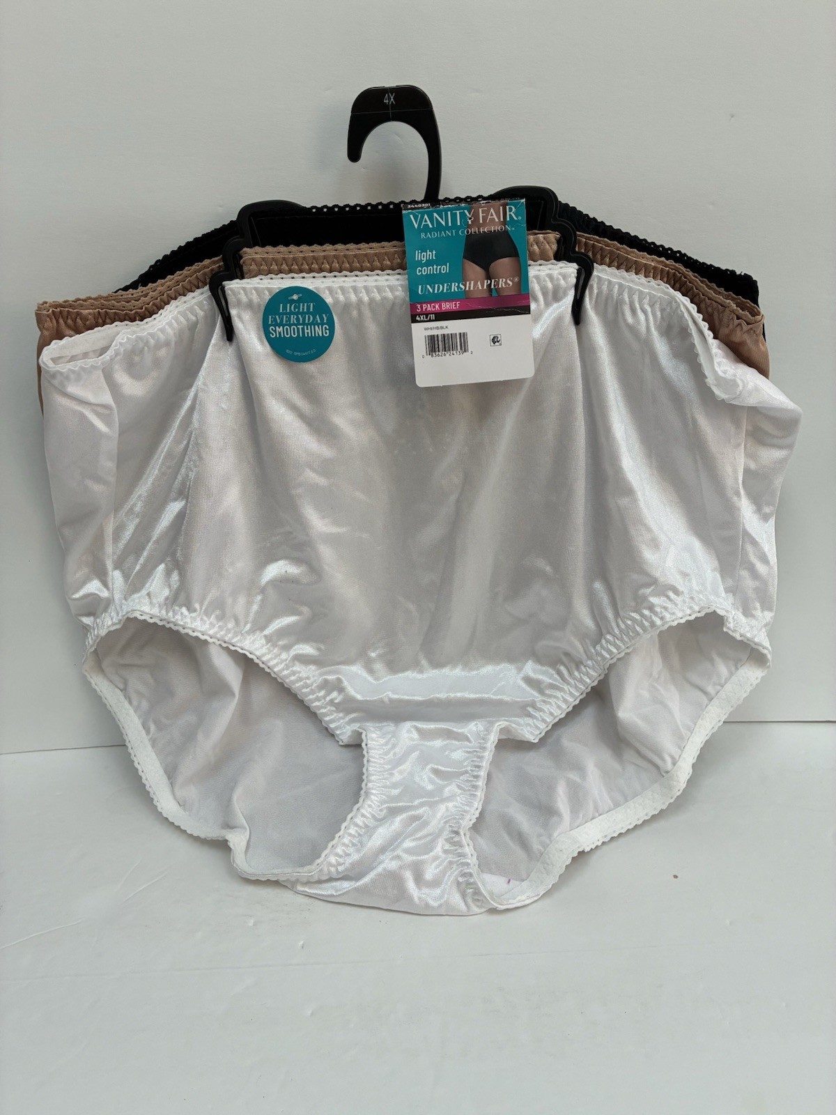 Vanity Fair 4XL White Beige Black Radiant Undershaper Underwear 3-Pk Briefs New