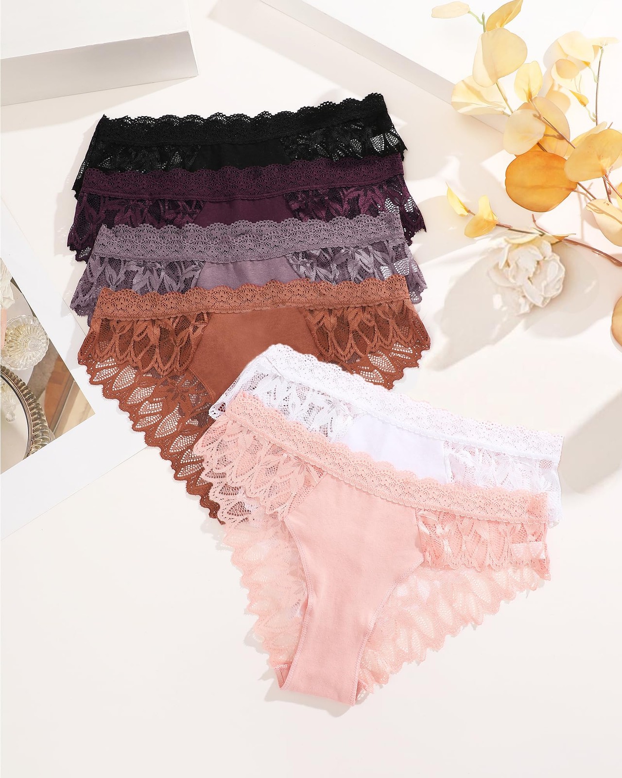 ROSYCORAL Sexy Underwear Medium, Black,purple,copper,dusky Mauve,white,peach