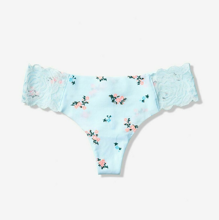 Victorias Secret Seamless NWT Lace Side Trim No-Show THONG Panty SEXY Raw PINK