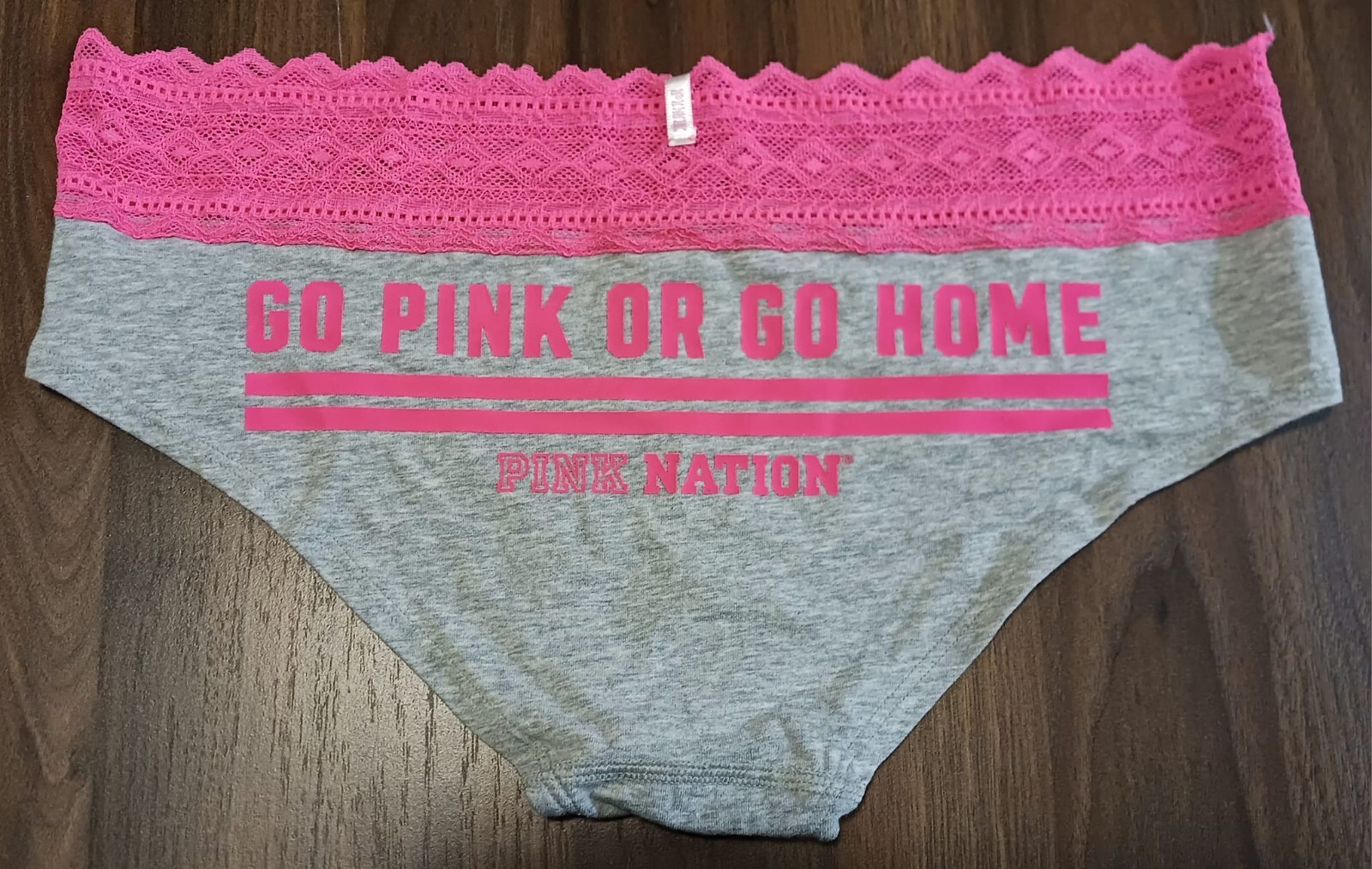 Size Large Extra Low-Rise Hipster Go Pink Or Go Home Victoria’s Secret Gray New