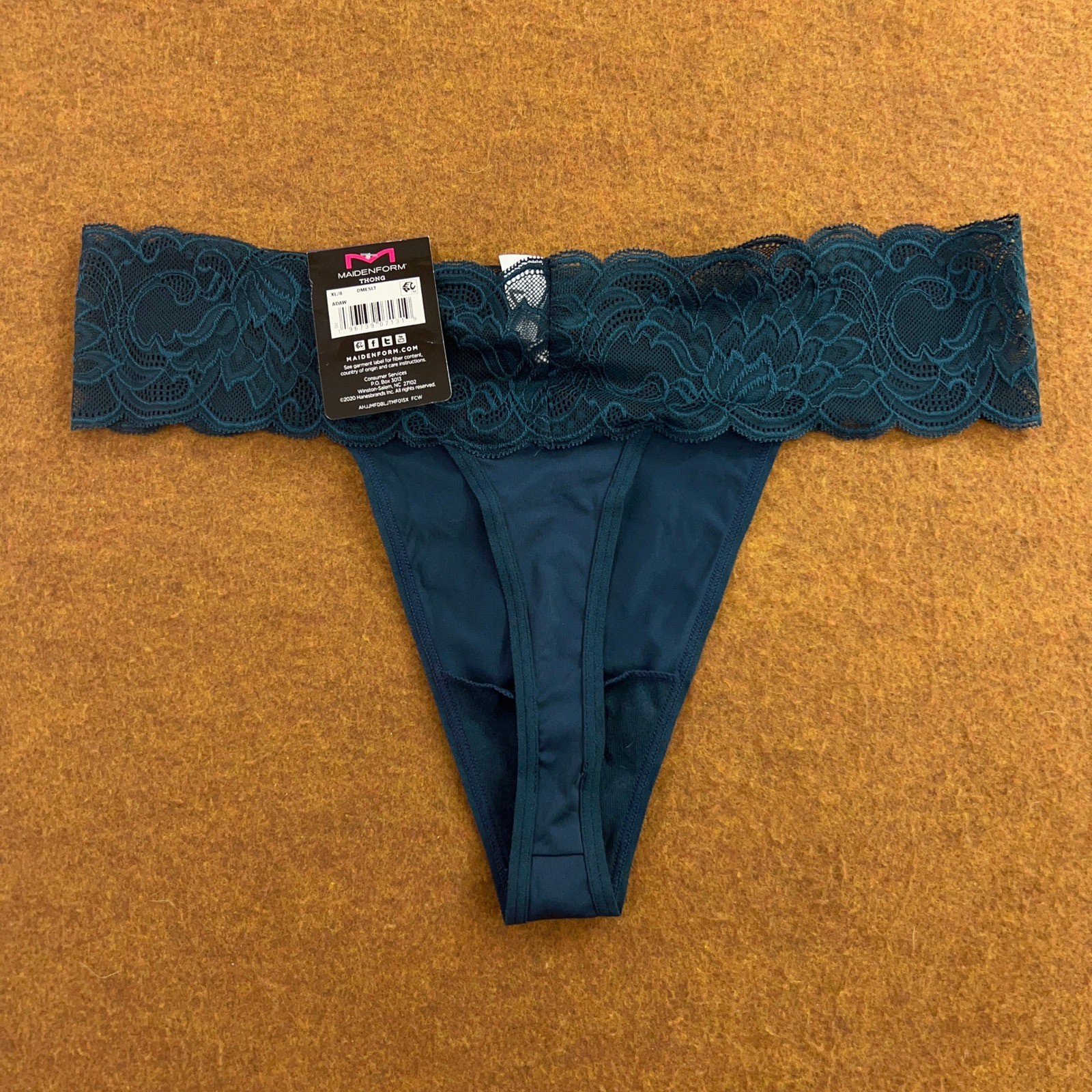 Maidenform Womens XL Teal Blue Luxurious Lace 3 Pack Thong Panty NWT