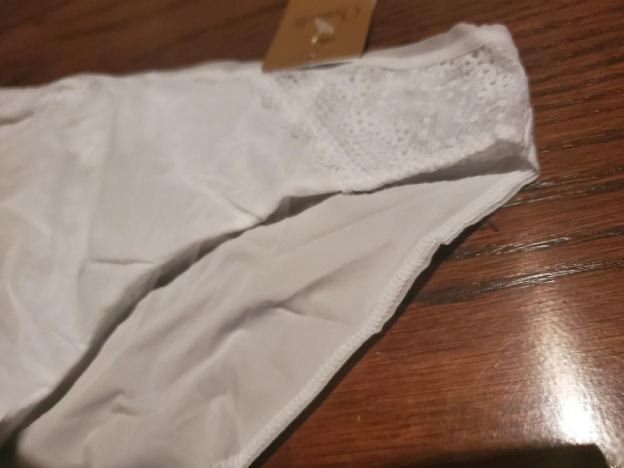 NWT CHANTELLE 1573 BIKINI PANTIES SHEER INSET PANEL LACE SIDES WHITE L