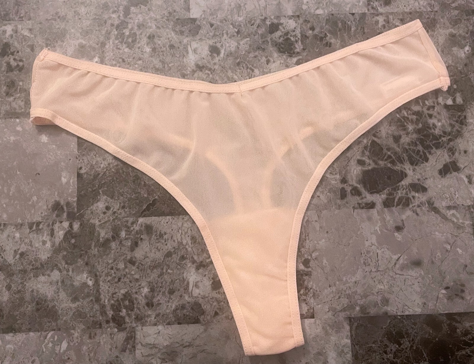 NWOT GAP BODY ORIGINAL SMALL PALE PINK SHEER MESH STRETCH THONG PANTIES