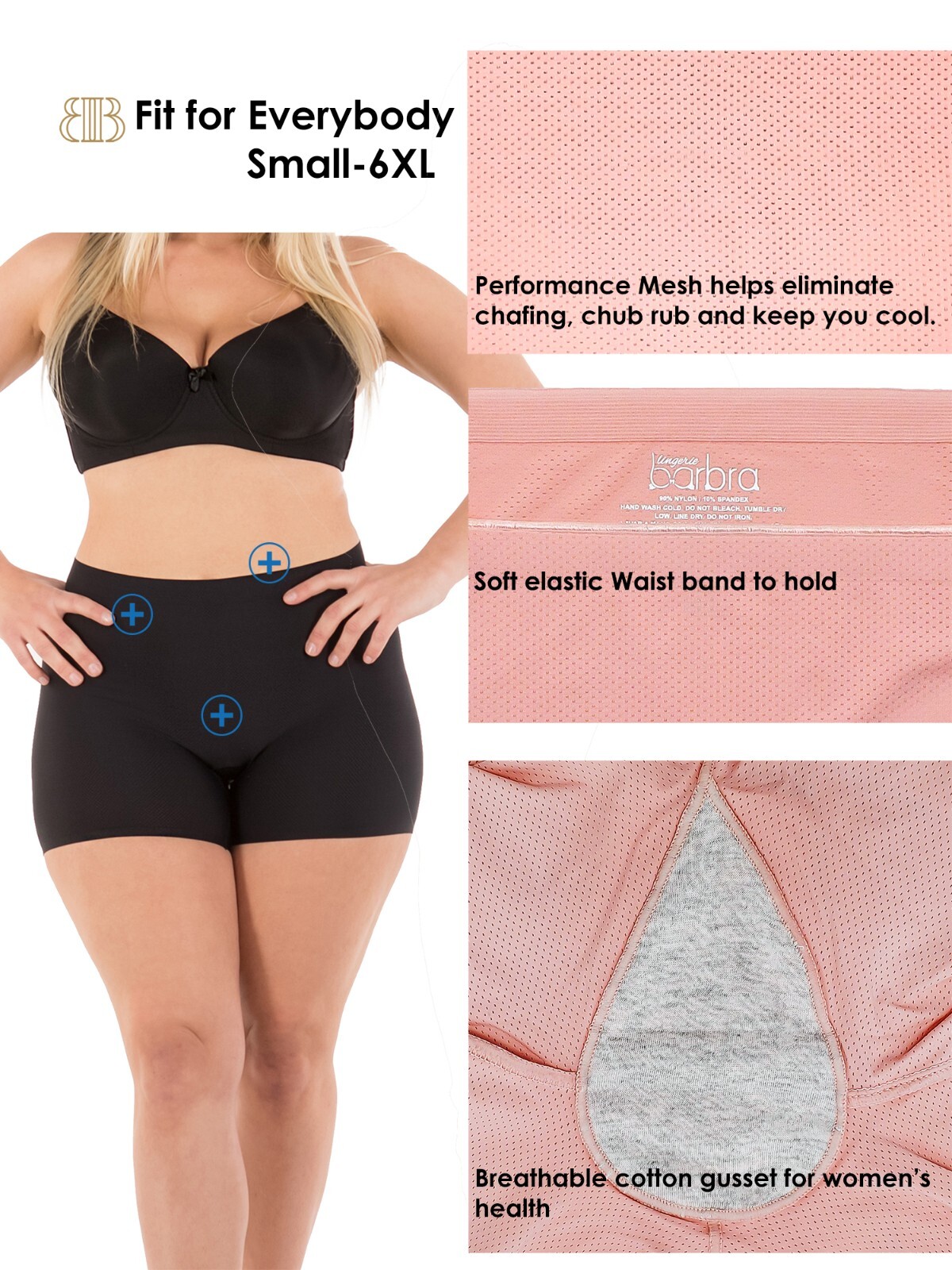 Barbra Women Invisible Seamless Performance Mesh Boyshort Boxer Brief Panties