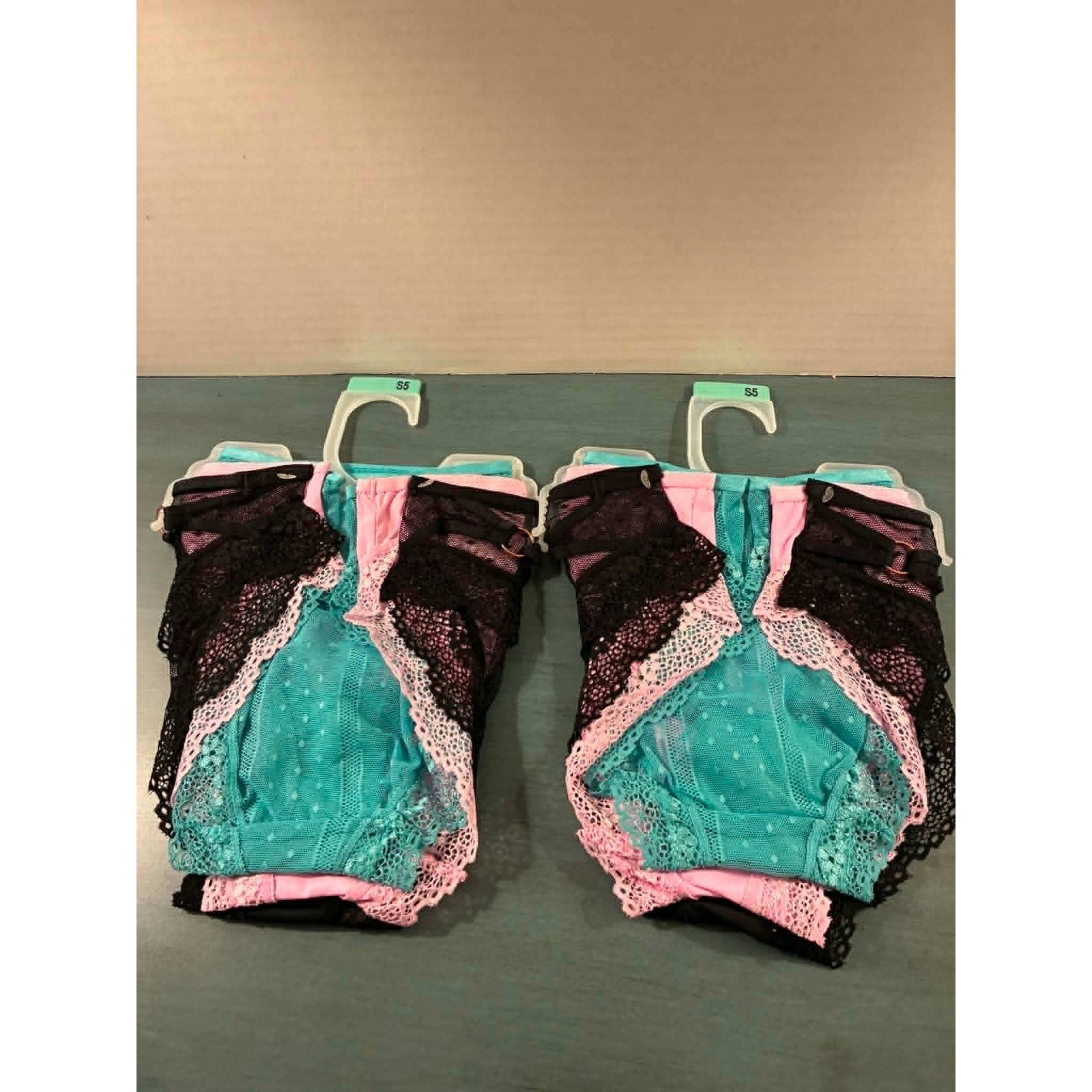 Secret Treasures Intimates Bikini Panties 6 Lace Mesh Black Teal Pink S 5