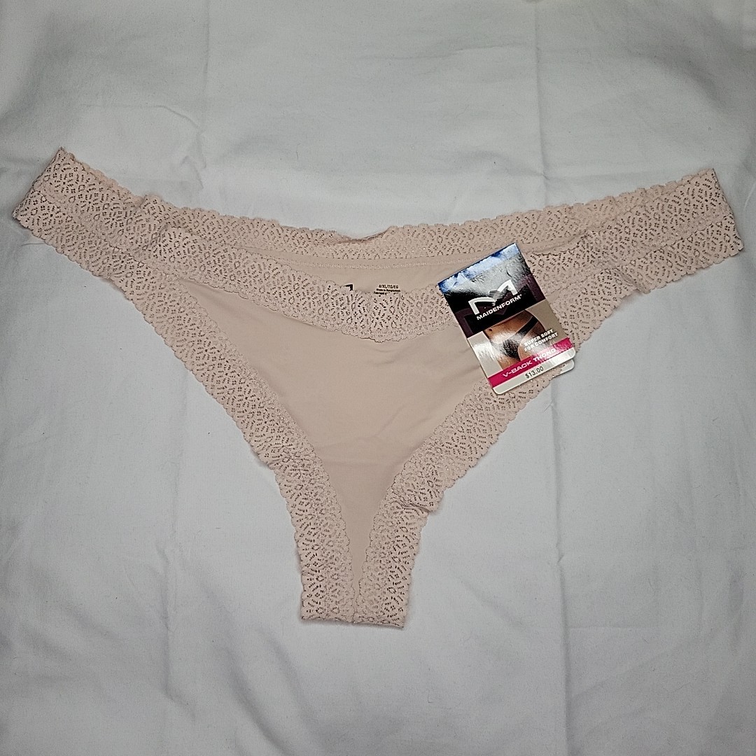 Maidenform Thong V Back Comfort Size XL/8 Ivory DMMVBT New With Tags