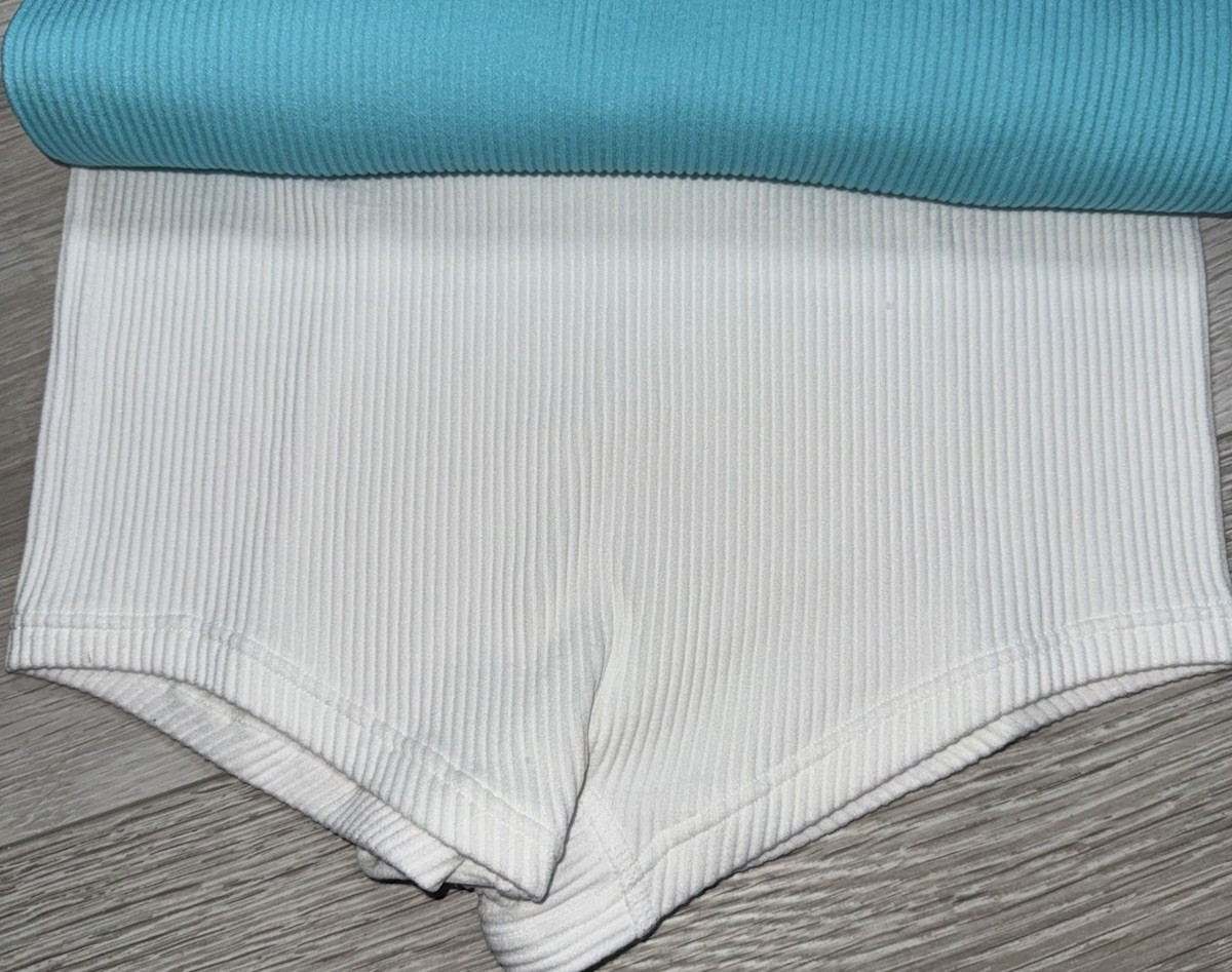 HANES Originals Size M 3-Pair Boyshort Underwear Panties Ribbed Nylon Blue White