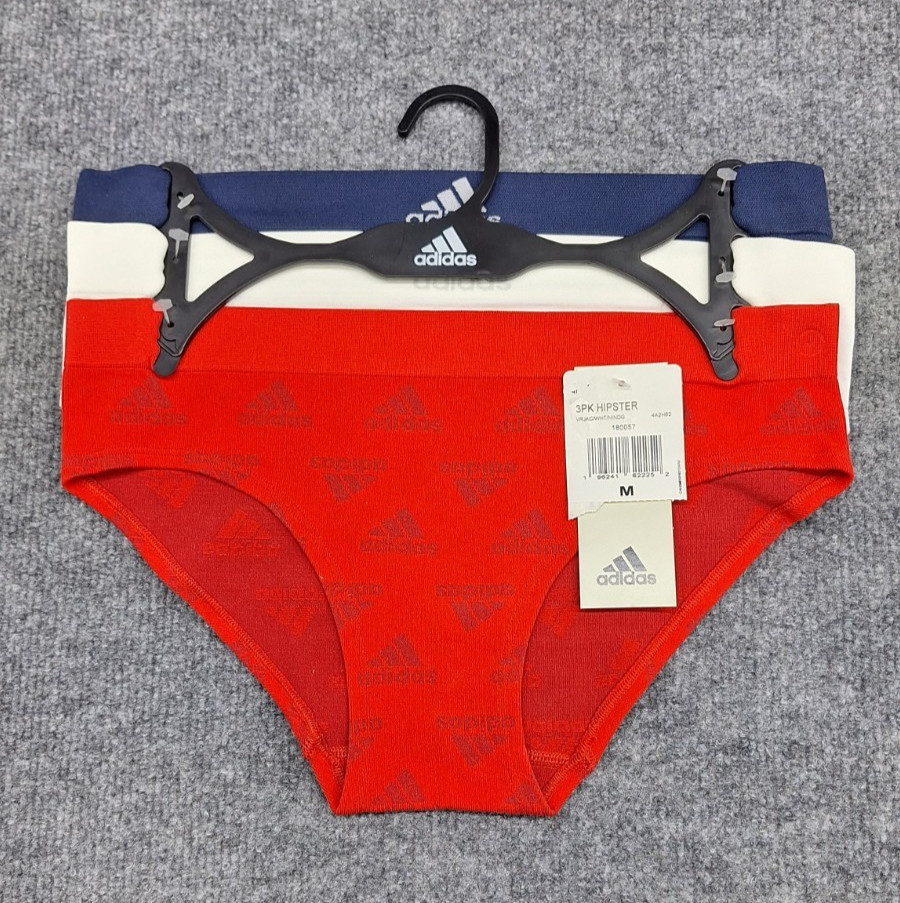 Adidas Women’s 3-PK Cotton Hipster Underwear 4A2H62 Size M RED/WHITE/BLUE NWT