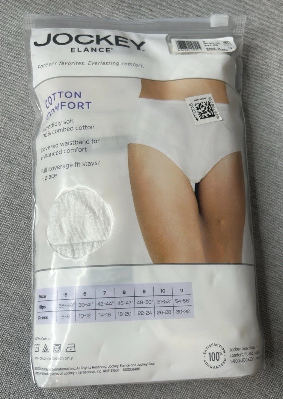 Women’s Jockey Elance Cotton Comfort Briefs 3 Pair White 9/XXL New in Package