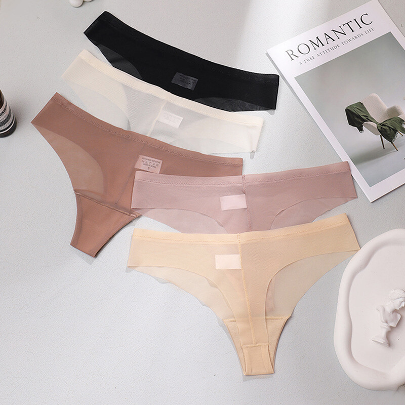 5Pack Lot Sexy Womens See Through Sheer Panties Thongs Bikinis Underwear Briefs