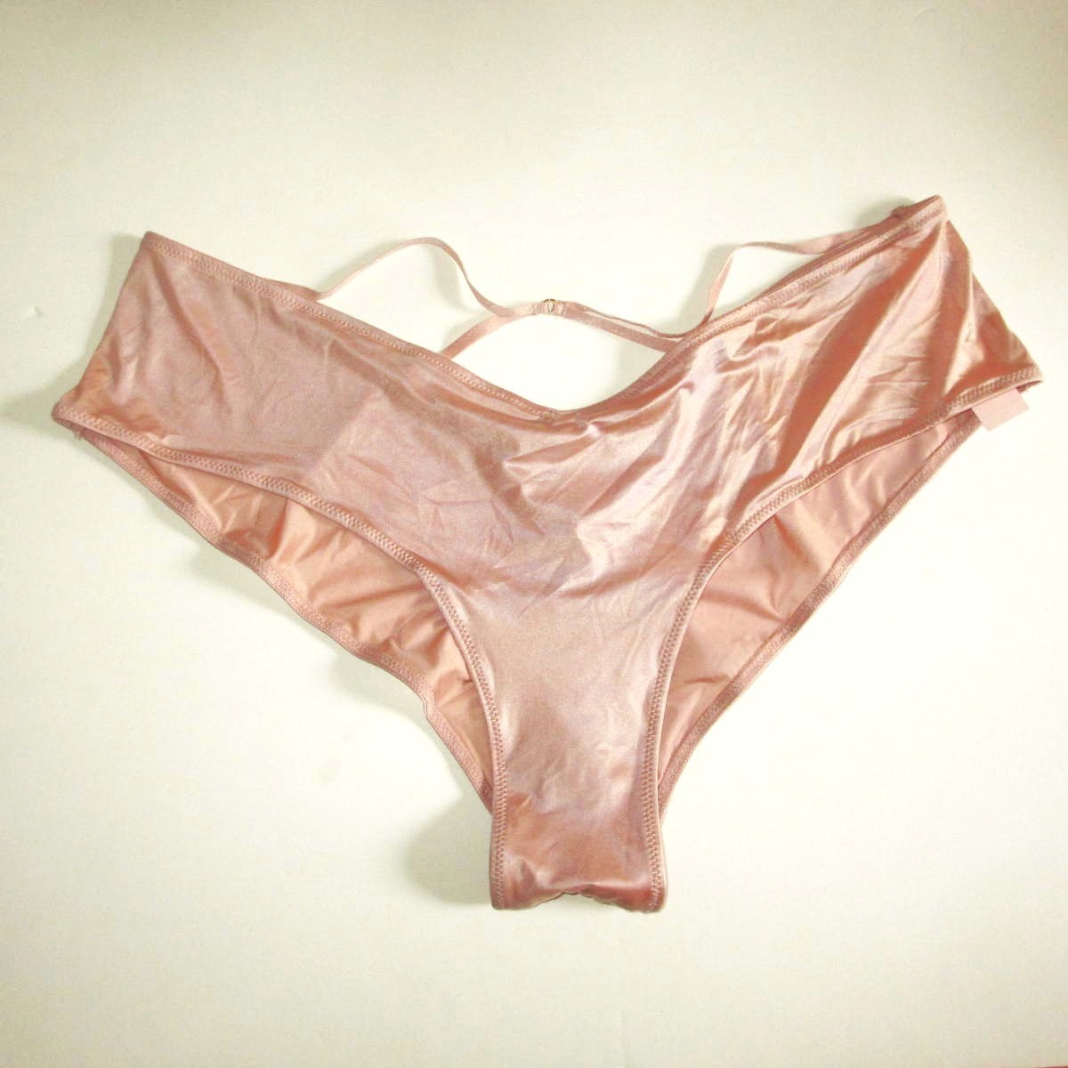 Victoria Secret Very Sexy Strappy Back Cheeky Panty XL High Leg Beige Silky