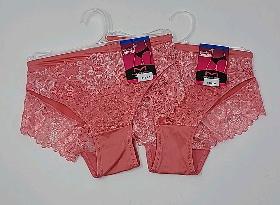 Women’s Maidenform 40159 Comfort Devotion Lace Back Tanga Panty Pink XL LOT OF 2