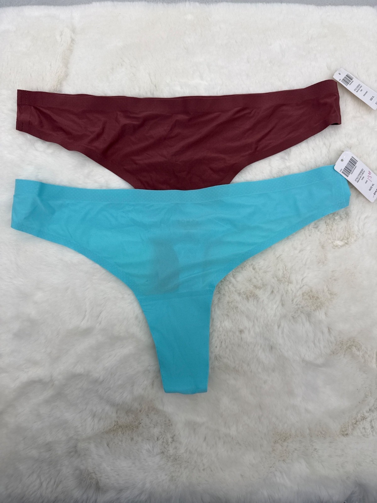 SOMA Embliss XL Soft Stretch Thong Panty Blue & Dusty Rose NEW X-Large 2 pair
