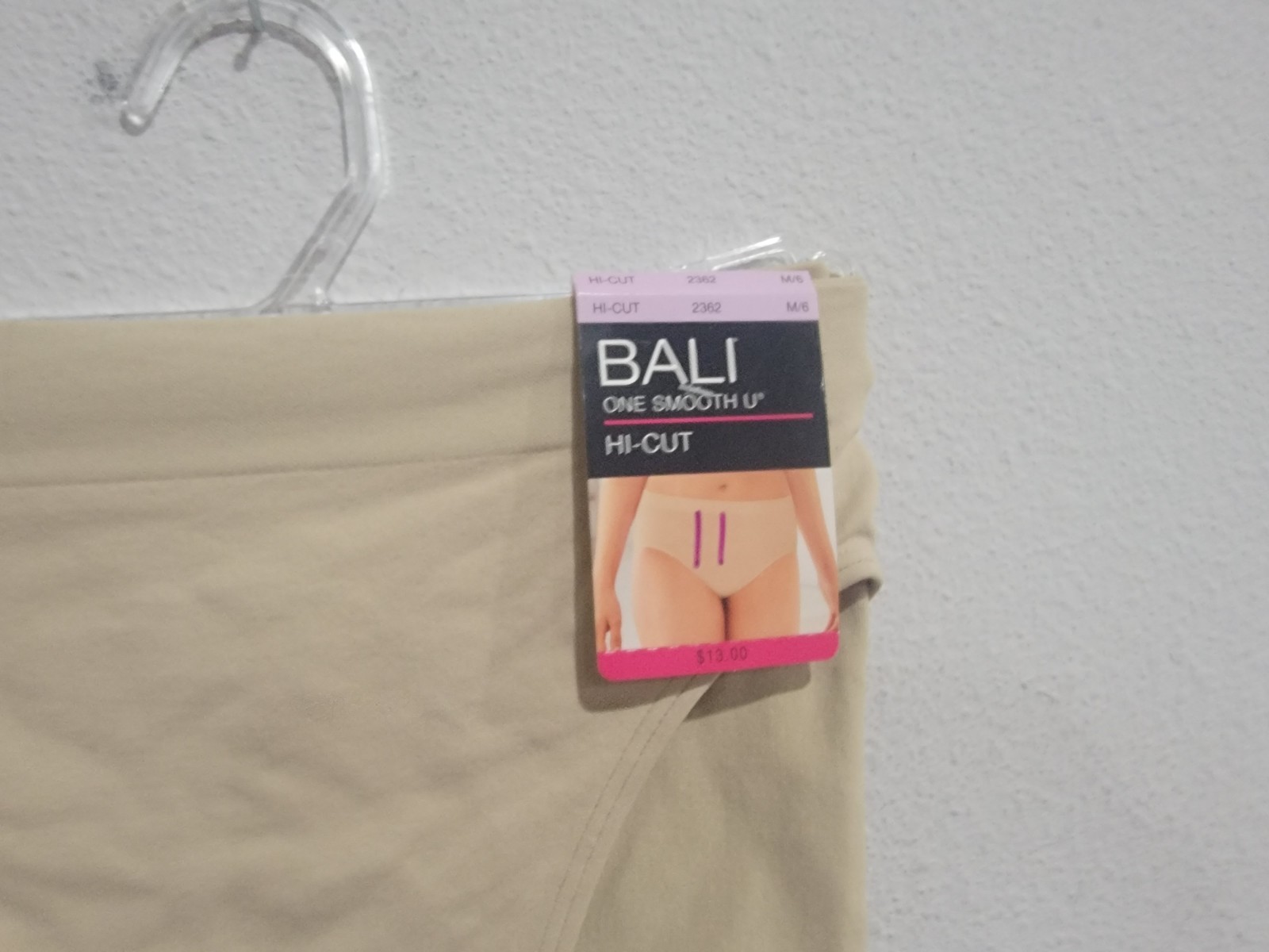 Bali One Smooth U All-Over Smoothing Hi Cut Brief Underwear Nude Size M/6 NWT