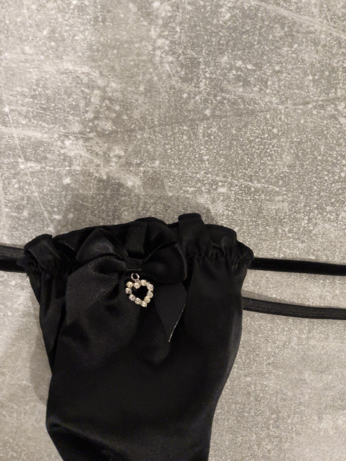 BNWOT Ann Summers Black Satin & Diamonte Trinket Thong Size 8-10