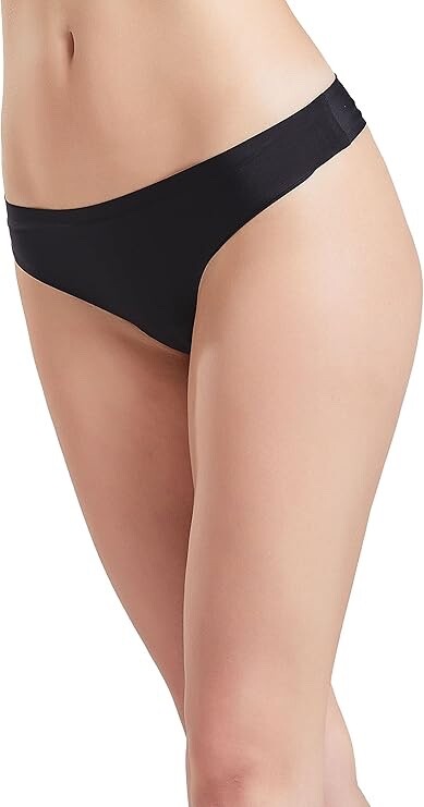 PLUMS Underwear Co Women’s 7 Packs Laser-Cut Seamless Thong Brief Black Panties