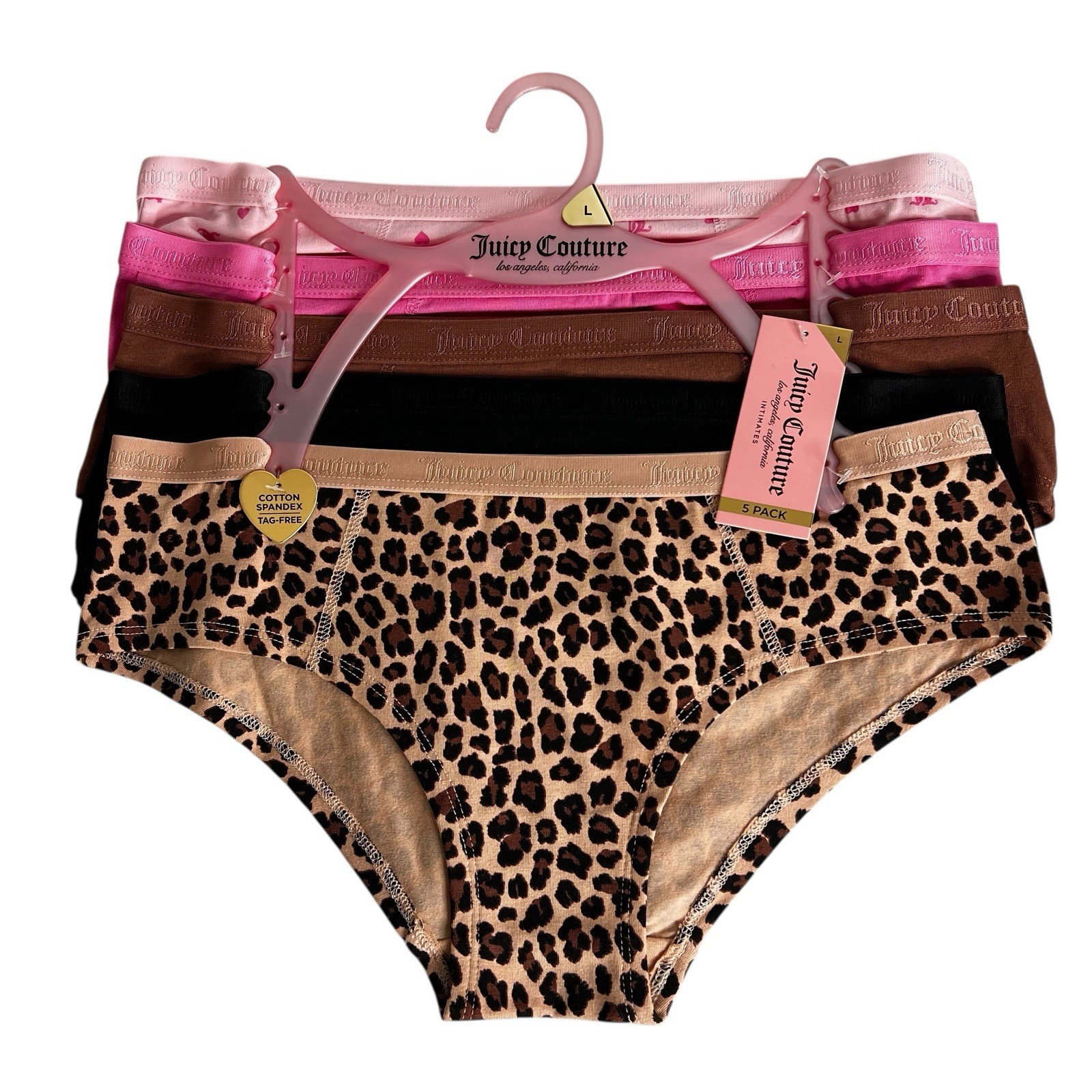 Juicy Couture Women’s Panties Sz Large Lot/5 Bikini Multi Colors Tagless
