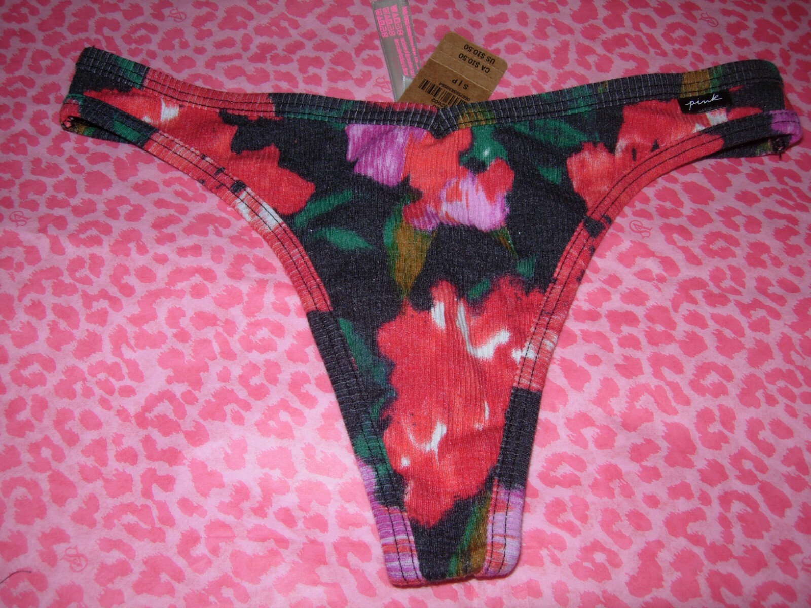 Victoria’s Secret PINK Sexy Thong String V-Cut LOGO Floral S L NWT