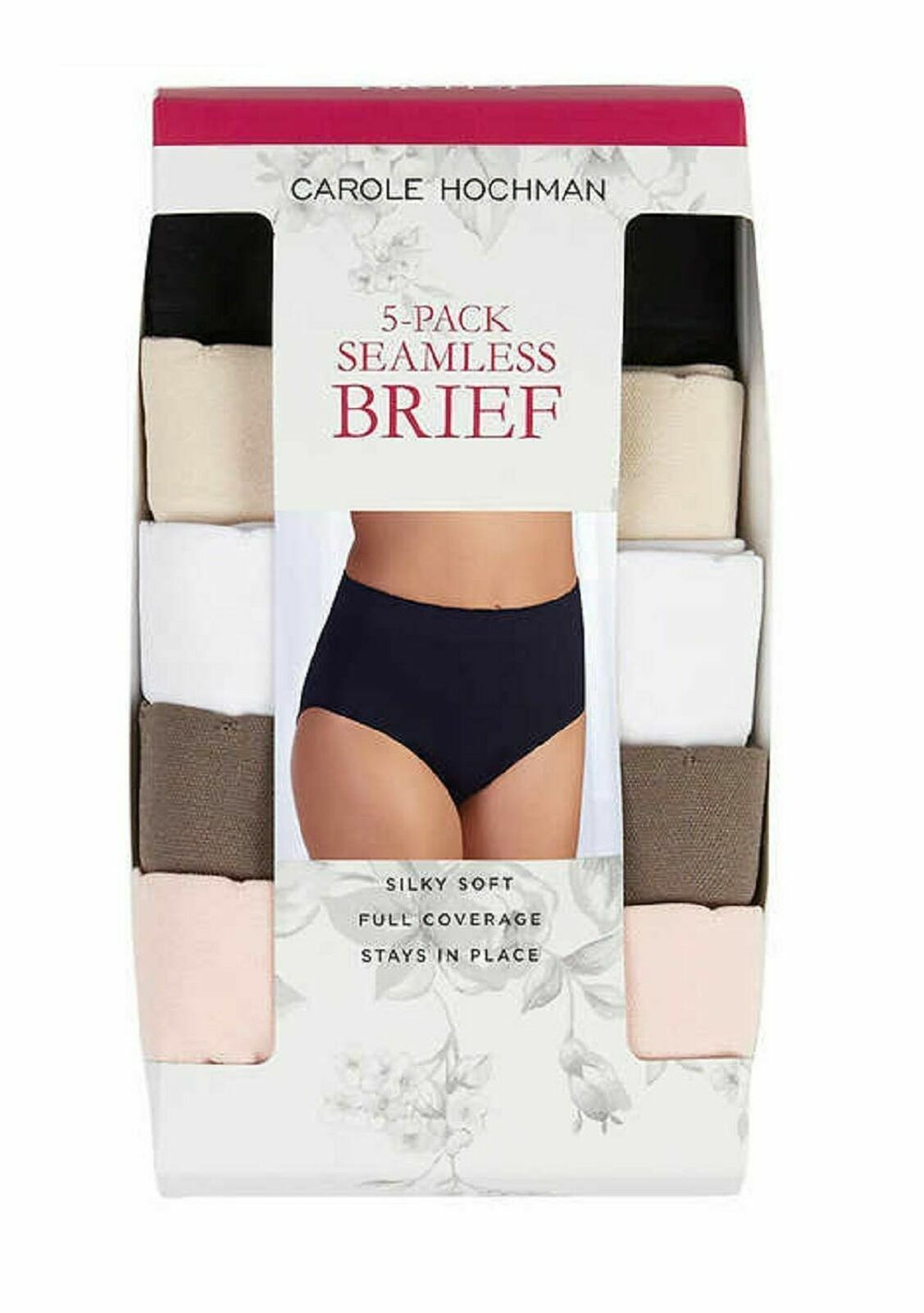 Carole Hochman Ladies’ Seamless, Stay in Place Brief, Full Coverage 4 or 5 Pack