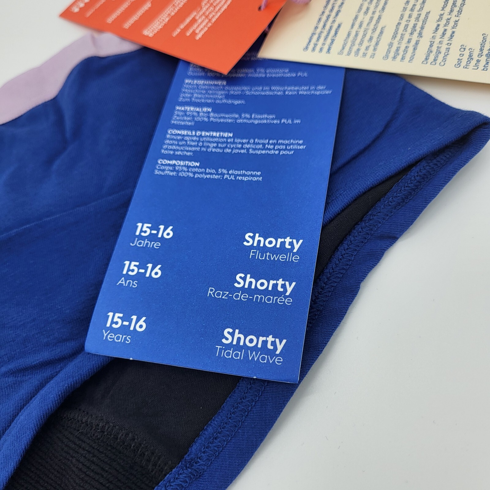 NWT Thinx Shorty Blue Period Underwear Boy Short Size 15-16 Years Teens
