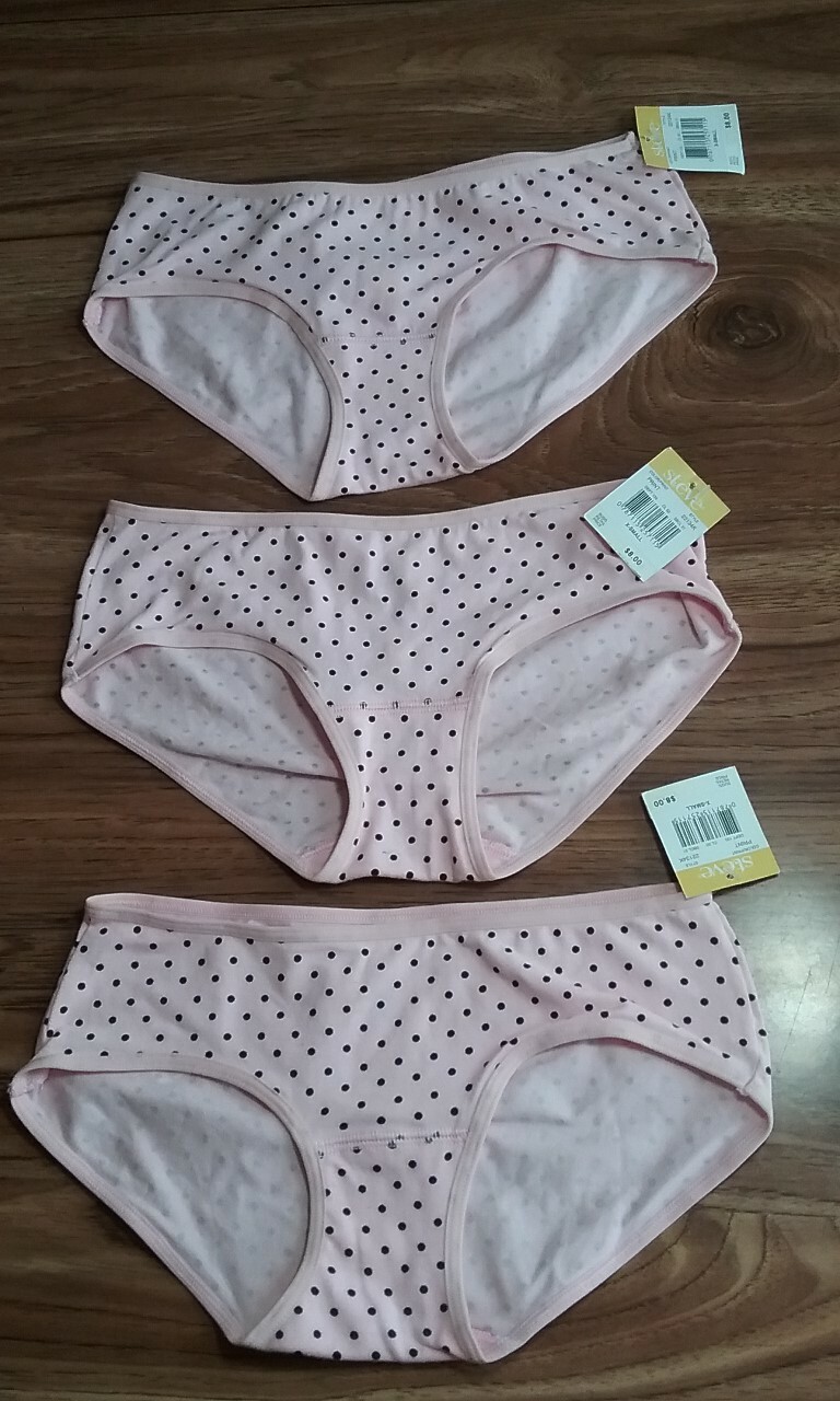 Set of 3 Steve Womens Panties Size X-Small Pink with Black Polka Dots NWT