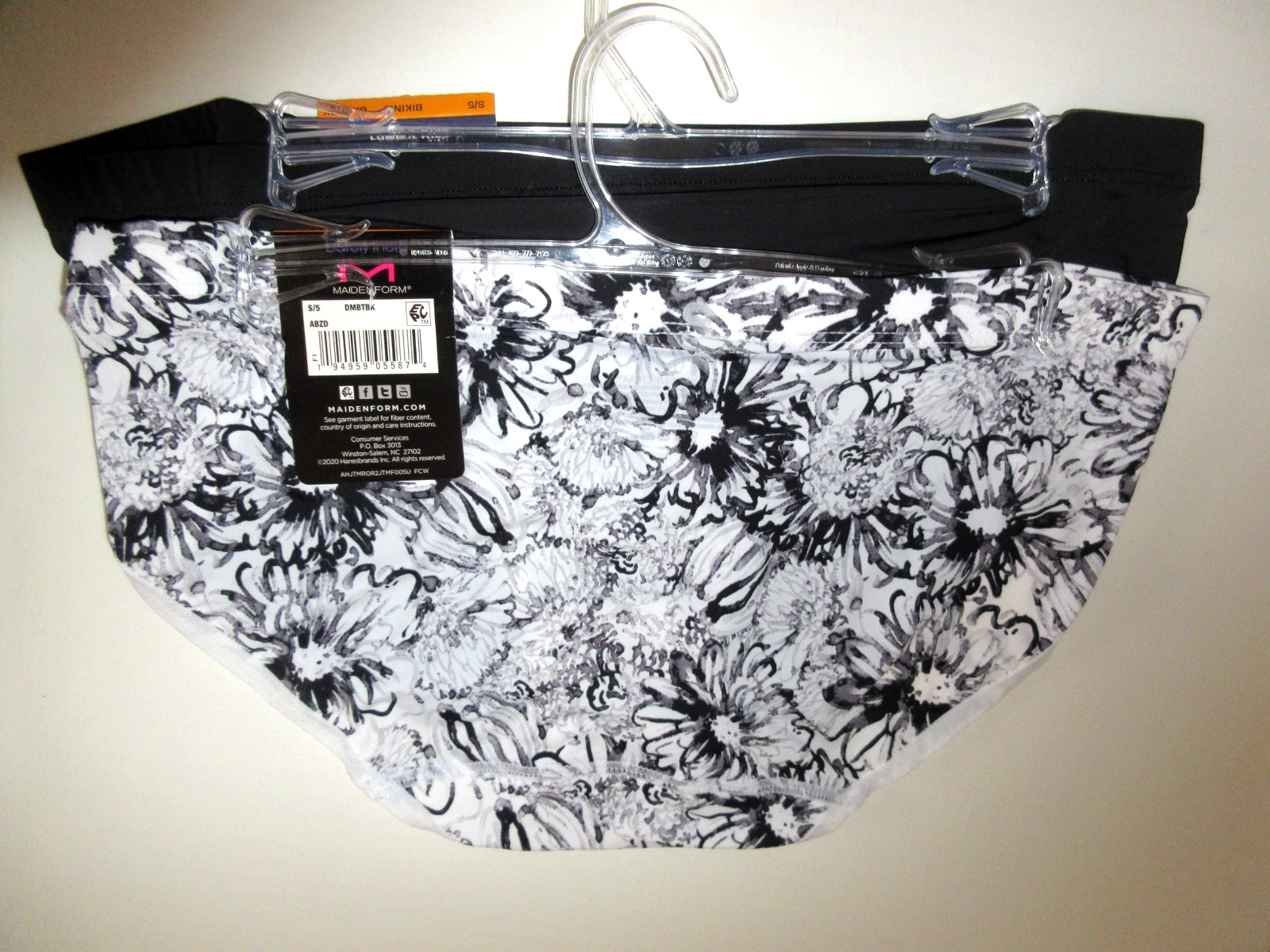 Maidenform 2-Pair BIKINI panties Barely There invisible Black White Nylon ~ S/5