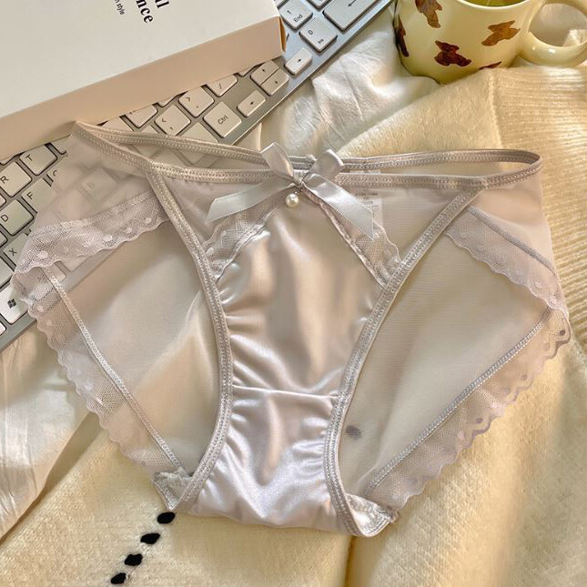 2 Pack Lot Womens Sheer Satin Panties Underwear Brief Bikinis Low Rise Lingeries