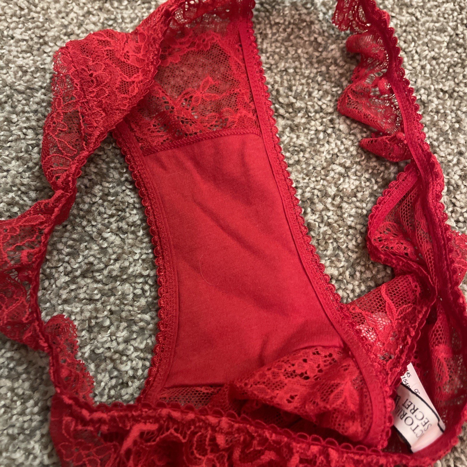 Victoria’s Secret NWT Small Red Lace Ruffle Bikini Panties Sexy Cheeky High Hip