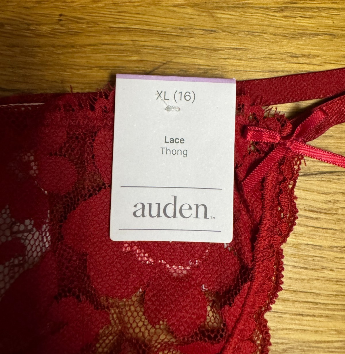 Auden Women’s Lace String Thong Underwear Size Medium Red NWT