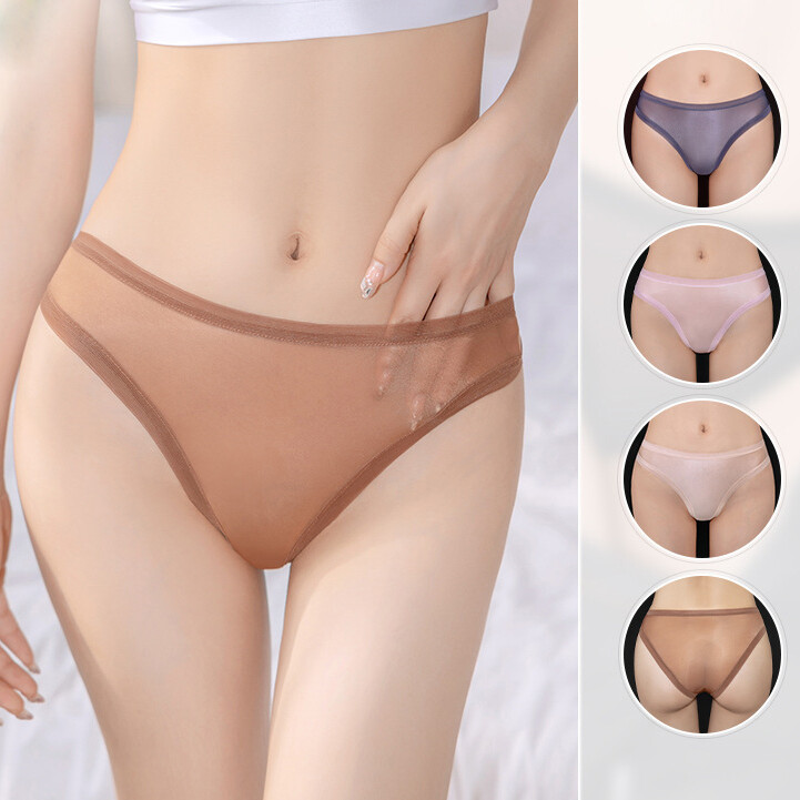 4PCS/LOT Sexy Womens See Through Sheer Panties Briefs Cheeky Underwear Lingeries