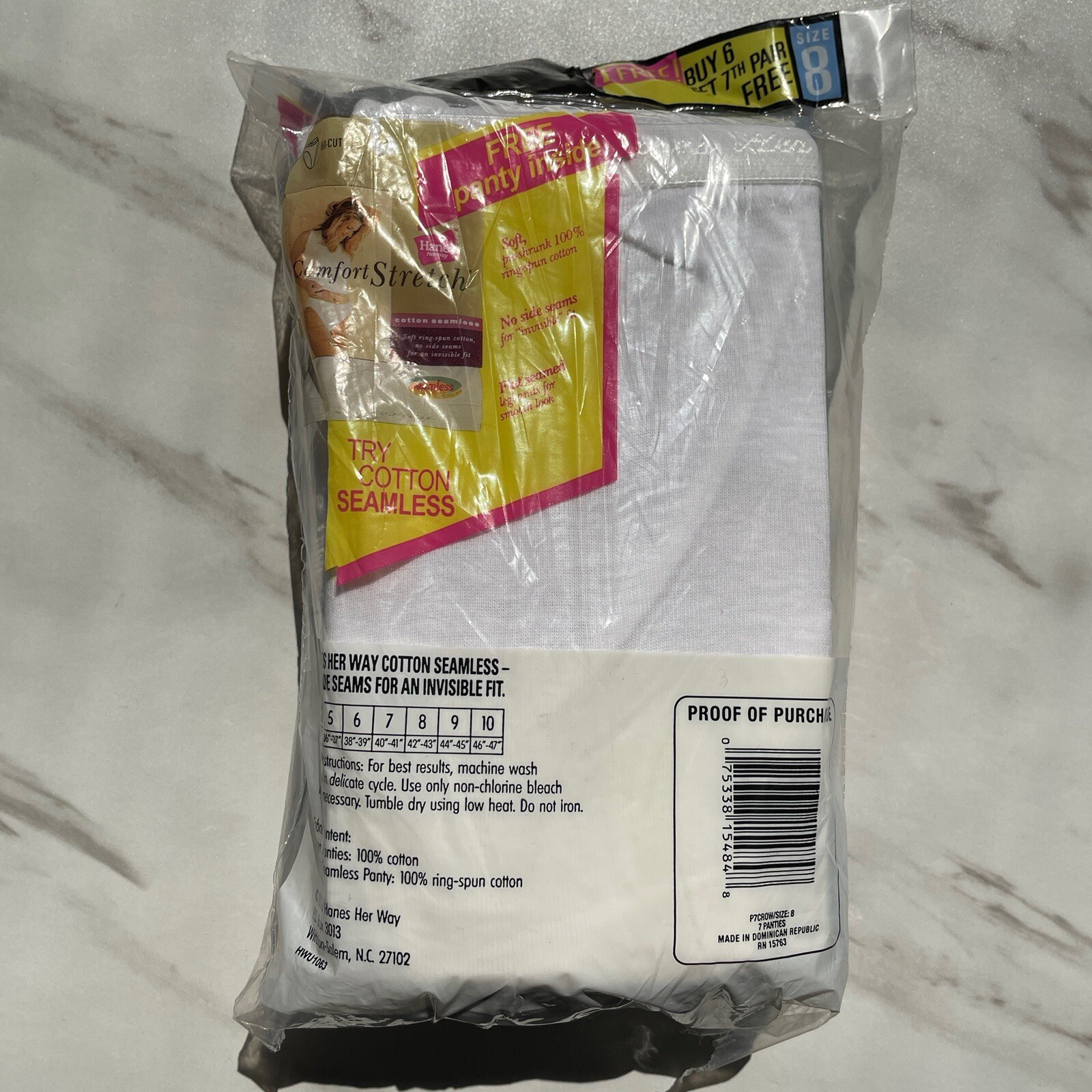 Vintage 2000 Hanes Her Way Cotton Underwear Briefs 7 Pack Women’s Size 8 White