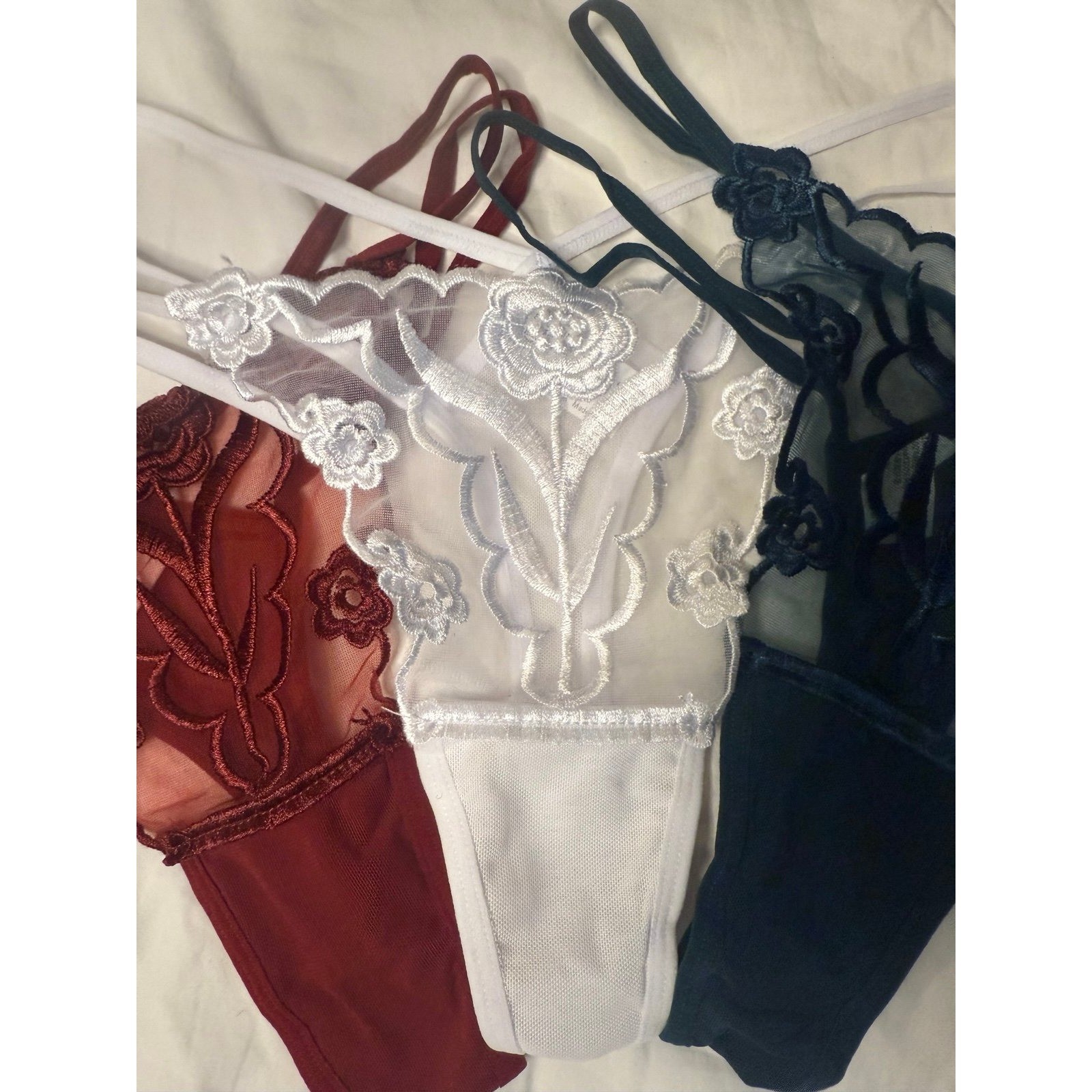 3 pair of xl thongs. Beautiful floral pattern date night colorful intimate sexy