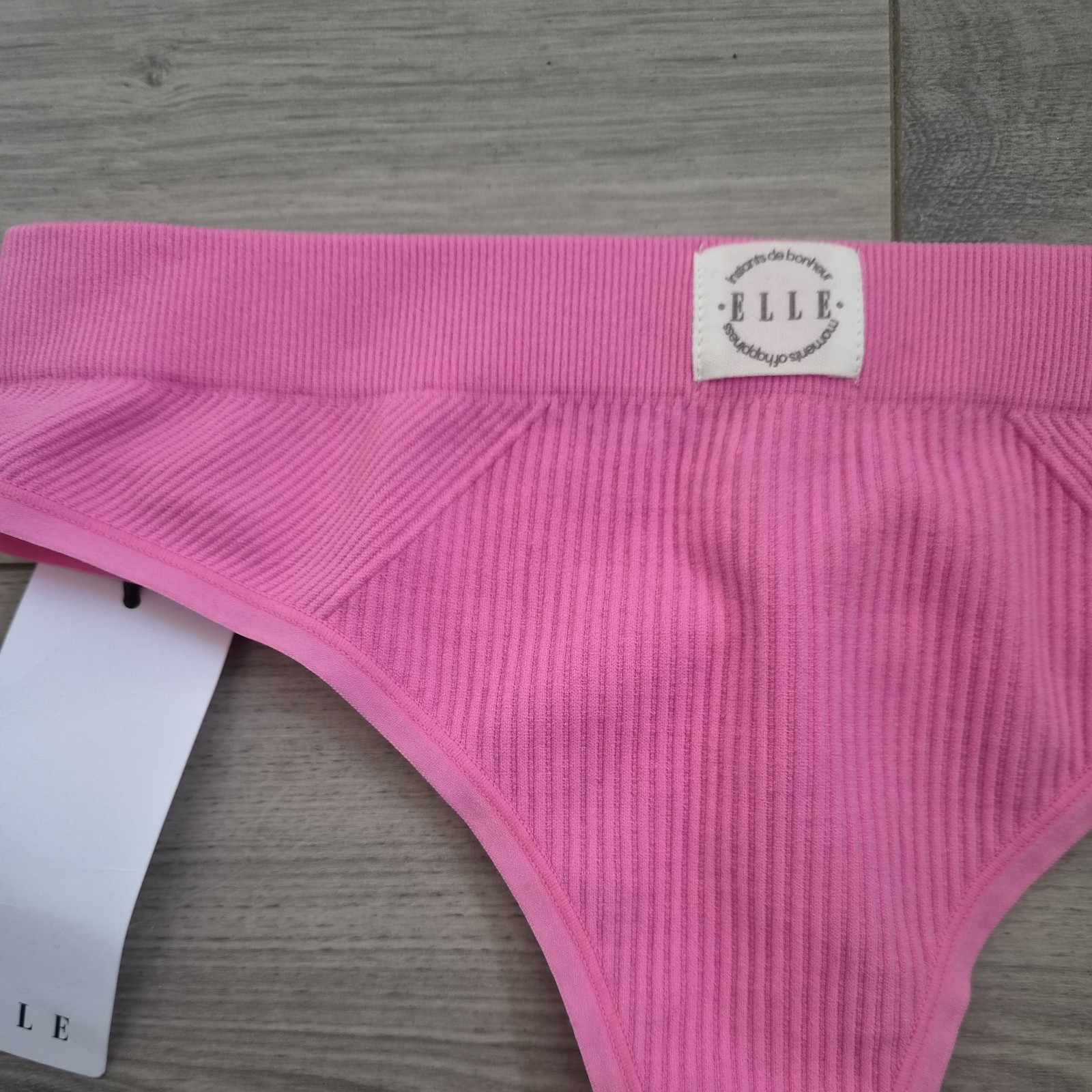 BNWT Elle Bright Pink Ribbed Thong Size Small 6-8